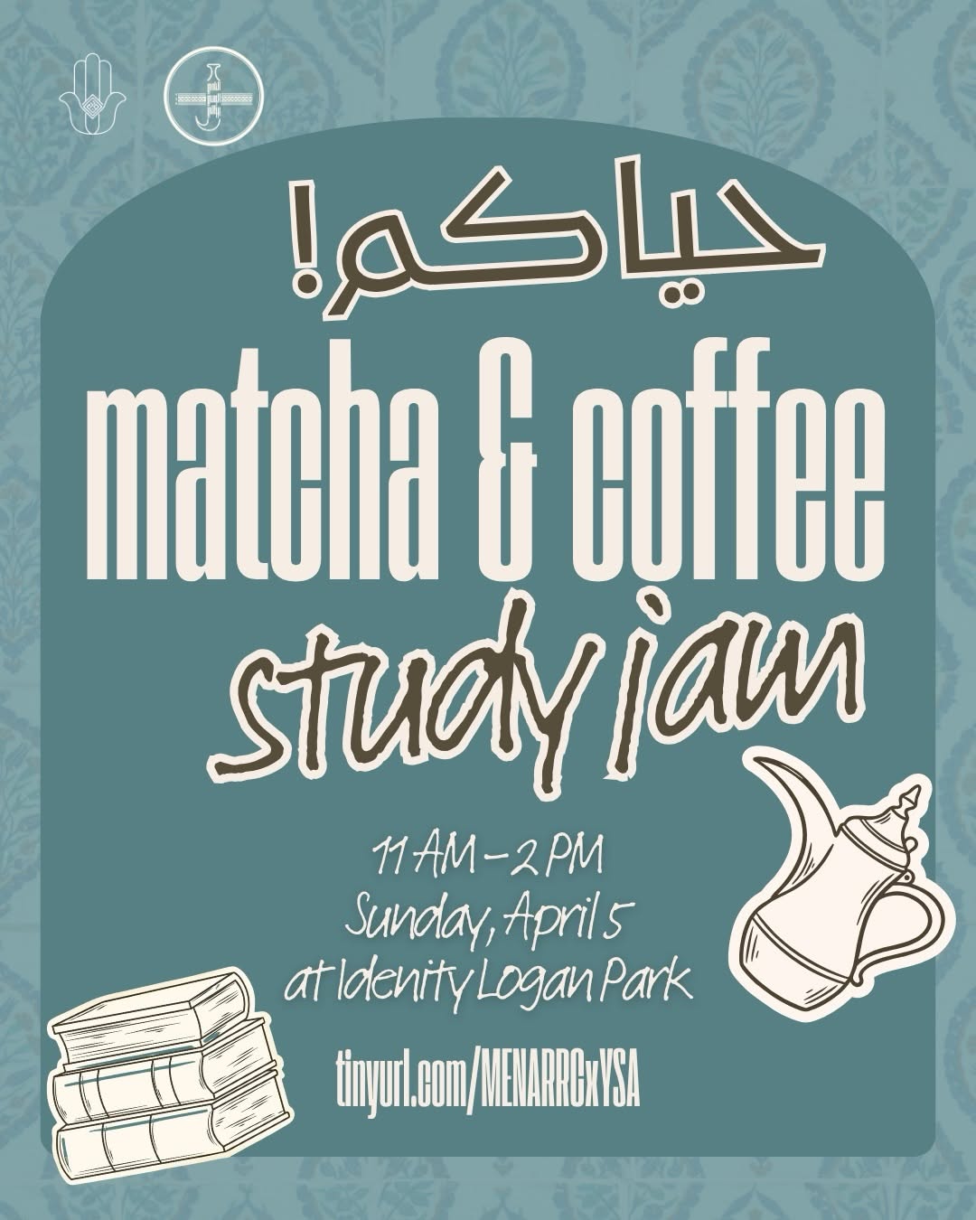 matcha, coffee, and a rooftop study jam \u2615\ud83c\udf3f\n\njoin MENARRC x YSA for a cozy sunday at identity logan park with drinks by ahwak \u2014 come study, hang, and enjoy the views\n\nfree matcha and coffee on us!! \n\nsunday, april 5\n11 am \u2013 2 pm\nidentity logan park\n\nrsvp: tinyurl.com\/menarrcxysa