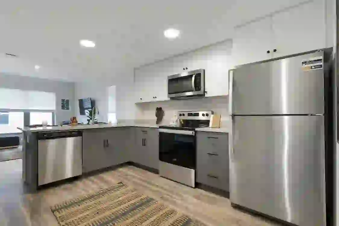 Student kitchen at Identity Logan Park in Berkeley